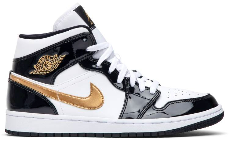 Air Jordan 1 Mid Patent Black Gold 852542-007